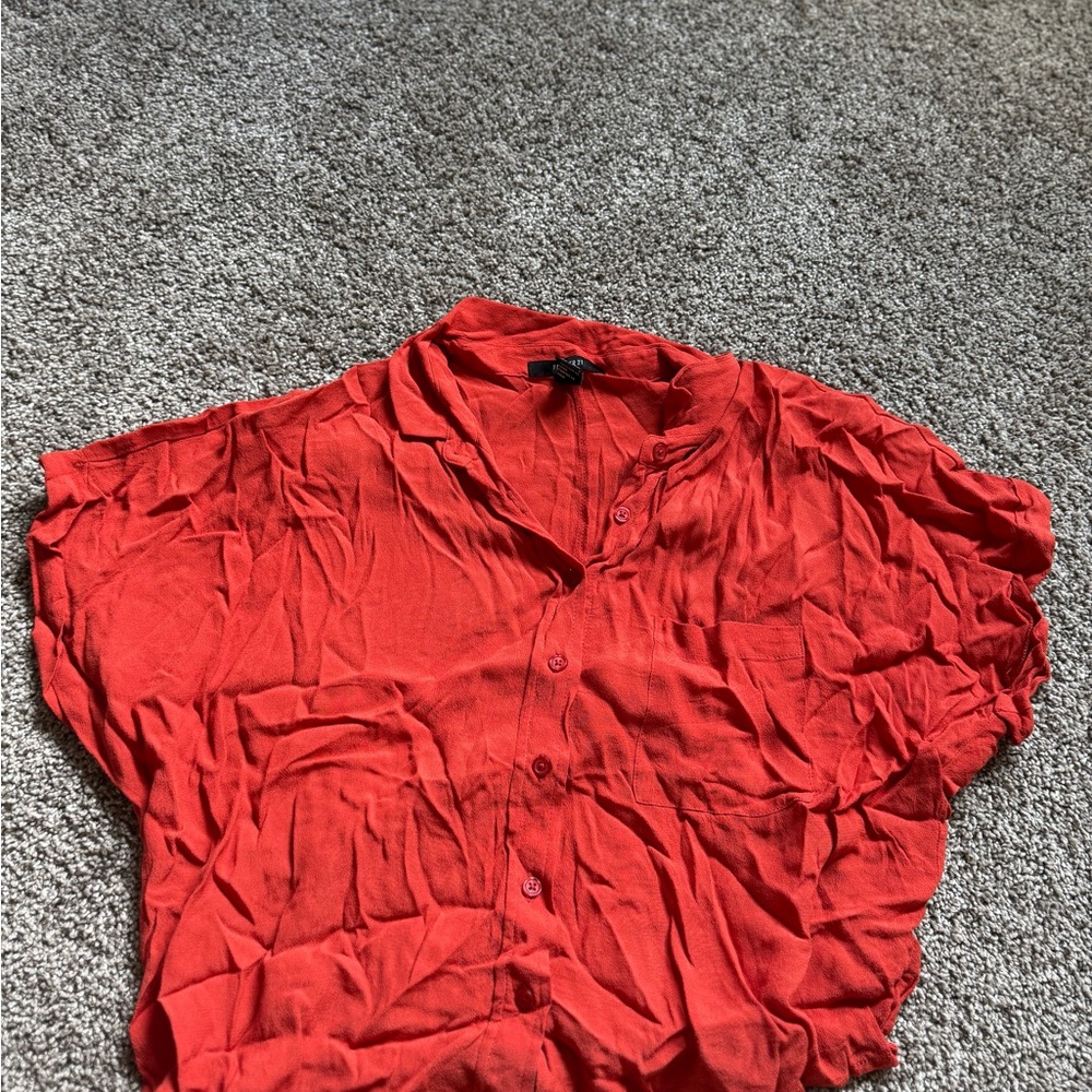Vibrant Orange Button-Up Shirt